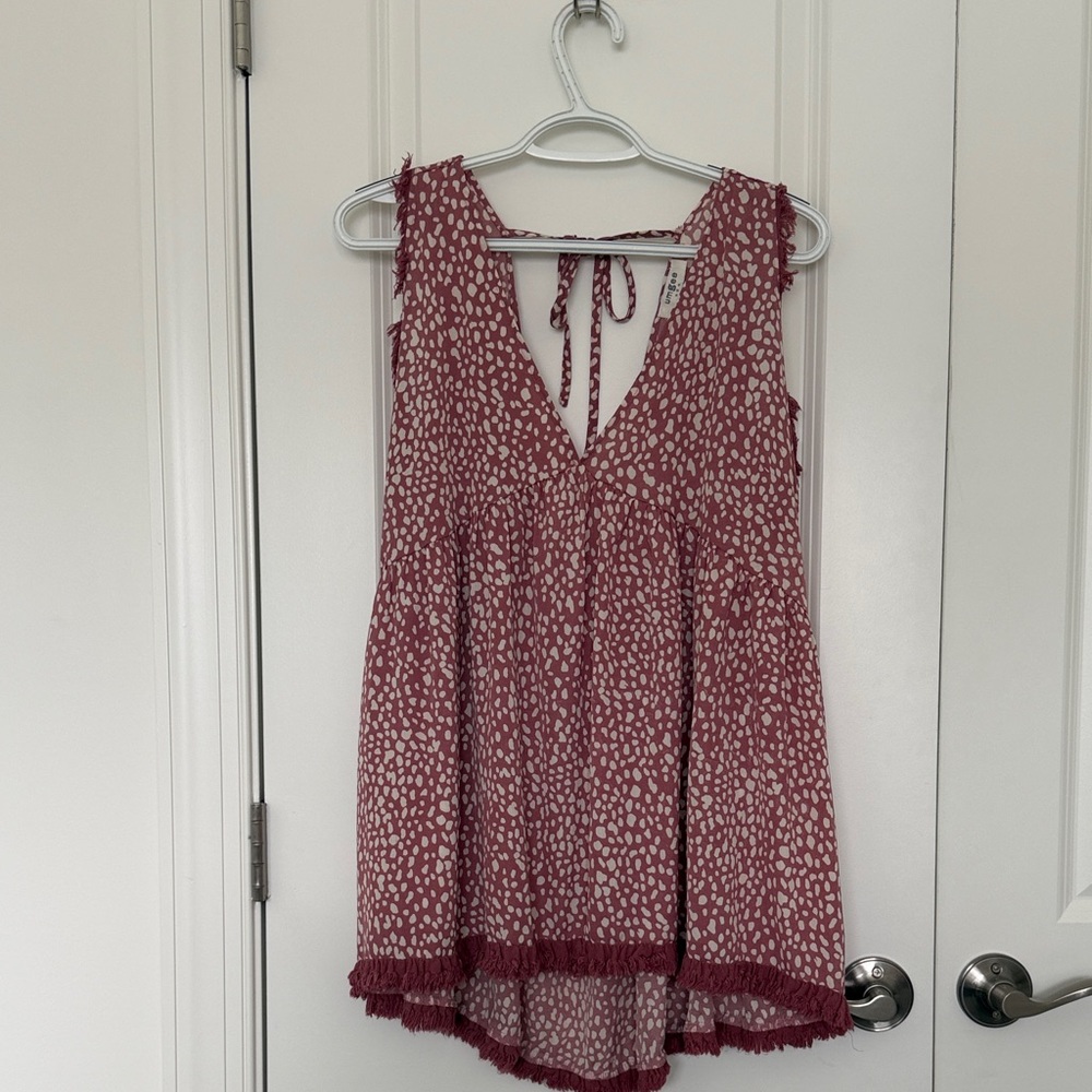 Umgee Rose-Mauve and Cream Spotted Sleeveless Tunic